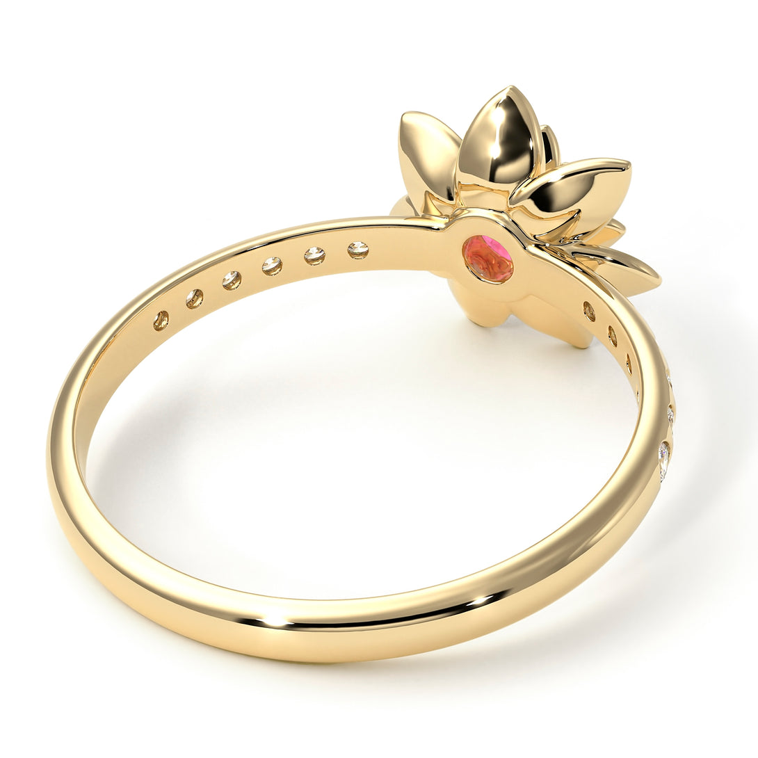 Lotus Flower Pink Moissanite ring - Lotus no. 801